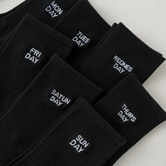7 Pairs Plus Size Casual Crew Socks Set Women's Plus Letter Graphic Crew Socks