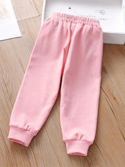 Girls Bunny Embroidered Jogger Pants for Spring Fall