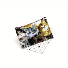Vintage Kitten Purse Zipper Key Card Bag Small Square Bag