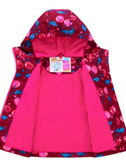 Girls Breathable Lightweight Waterproof Windproof Hooded Jacket
