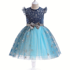 Sequin Moon And Stars Tutu Princess Dress With Bow