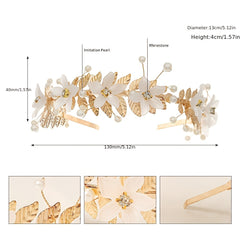Golden Crown Hairband Faux Pearl Princess Tiara