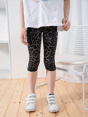 2pcs Girls Leopard Leggings Pants Outside Wear Slim Fit All match