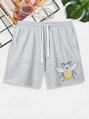 Bee Print Men's Comfy Drawstring Shorts