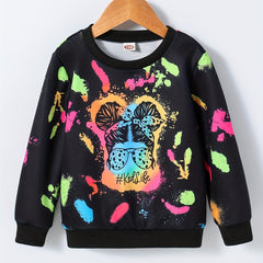Girls Multicolored Portrait Graphic Sweatshirt