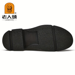 LAORENTOU Men's Snow Boots Leather Warm Cozy Anti Skid Ankle Boots