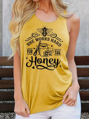 Bee Print Tank Top Summer Sleeveless Casual Women's Clothing