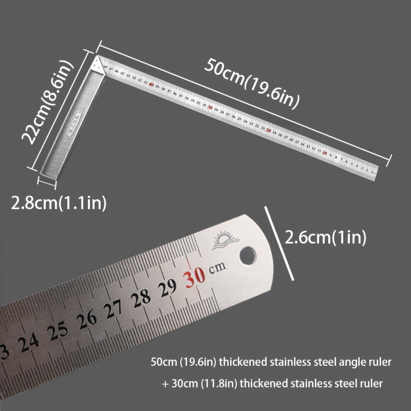 Stainless Steel Angle Ruler & Straight Edge Triangular Ruler