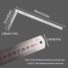Stainless Steel Angle Ruler & Straight Edge Triangular Ruler