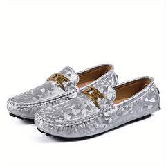 Men's Metallic Decor Loafer Shoes Non slip Moccasin