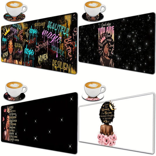 XL Mouse Pad 31.5x11.8" Non-Slip Rubber Keyboard Pad Coasters Set 3mm Thick
