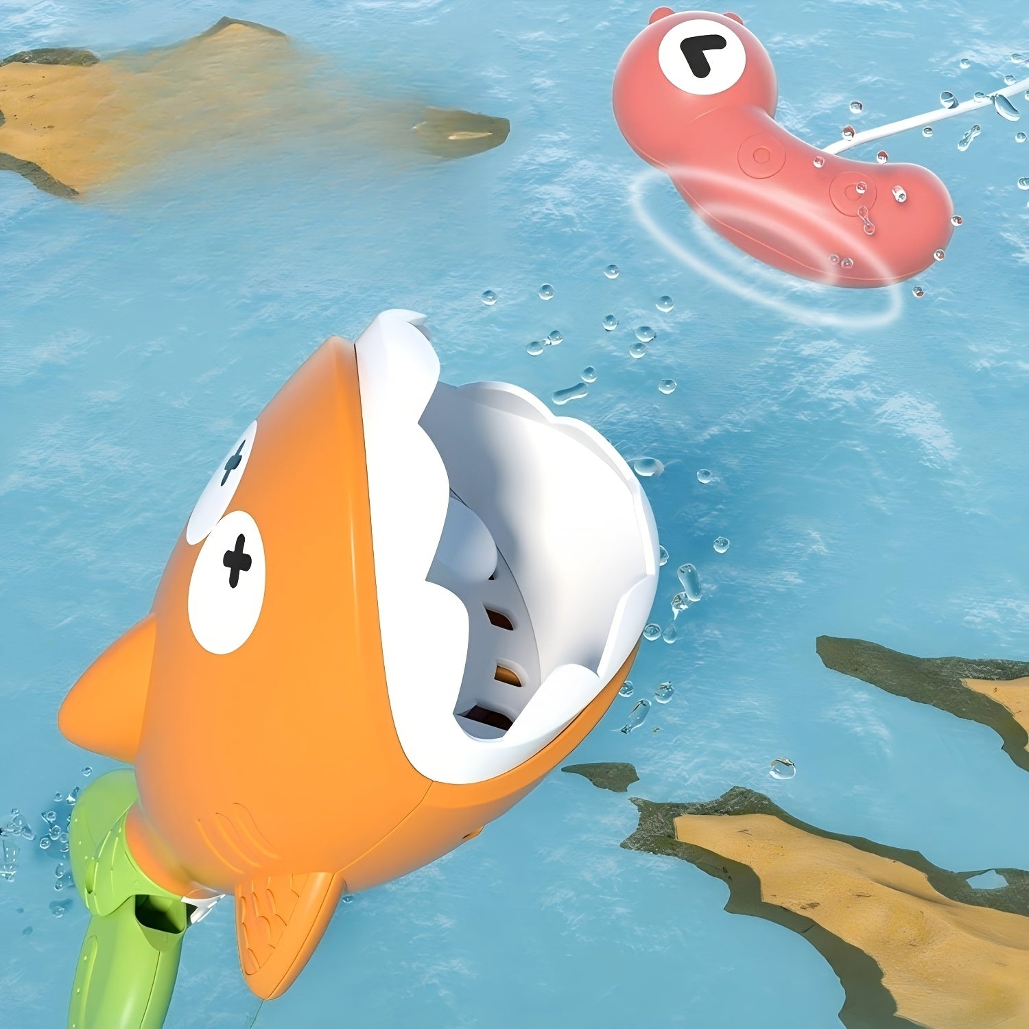 Magic Fishing Game Swimming Fish Shower Curtain Bathroom Toy Set