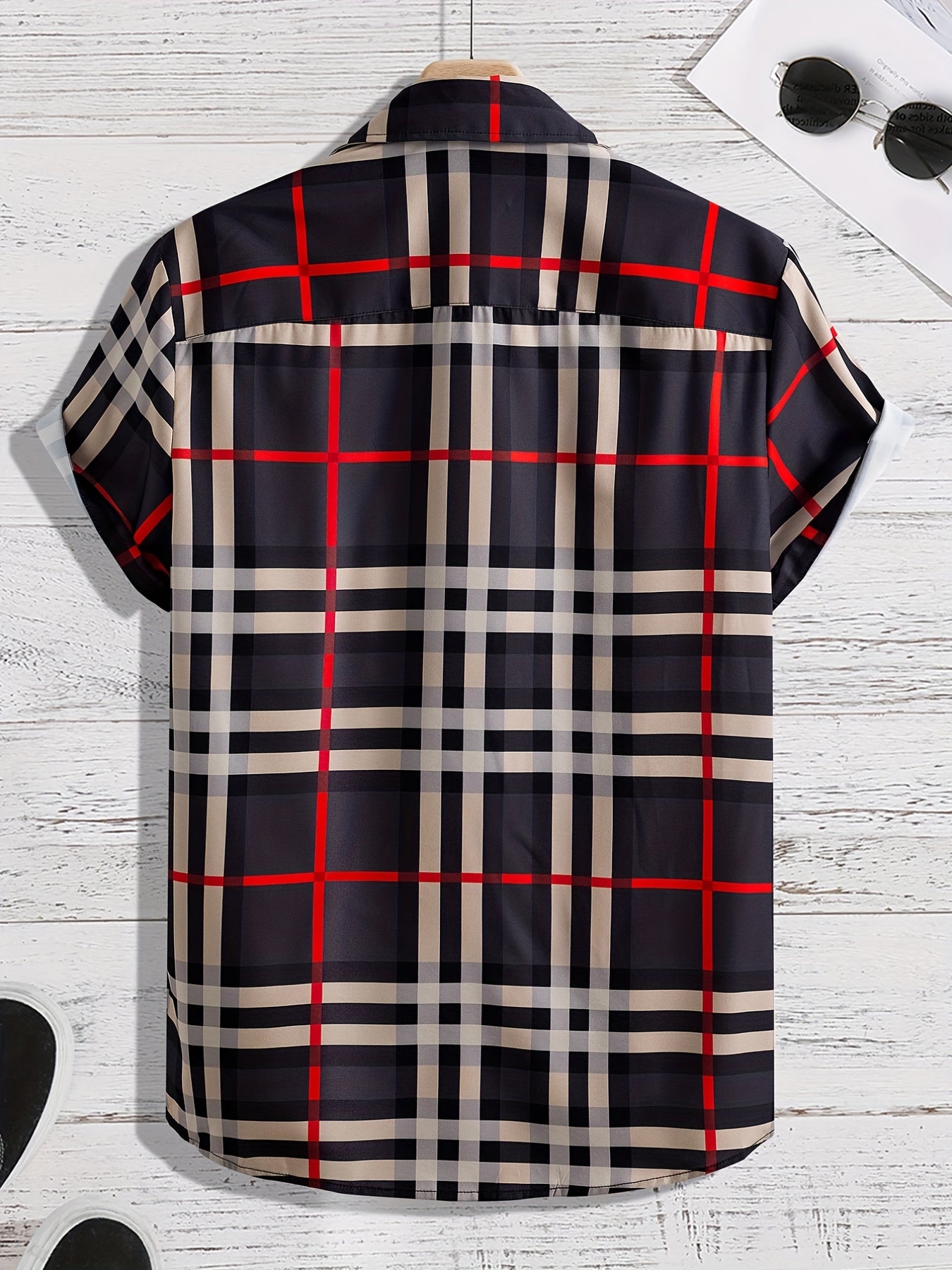 Men's Loose Fit Plaid Hawaiian Shirt