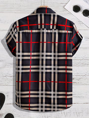 Men's Loose Fit Plaid Hawaiian Shirt