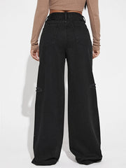 High Waist Wide Leg Straight Jeans Women's Denim Pants