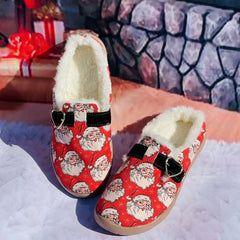 Winter Christmas Santa Claus Furry Slippers - Warm Walking Shoes