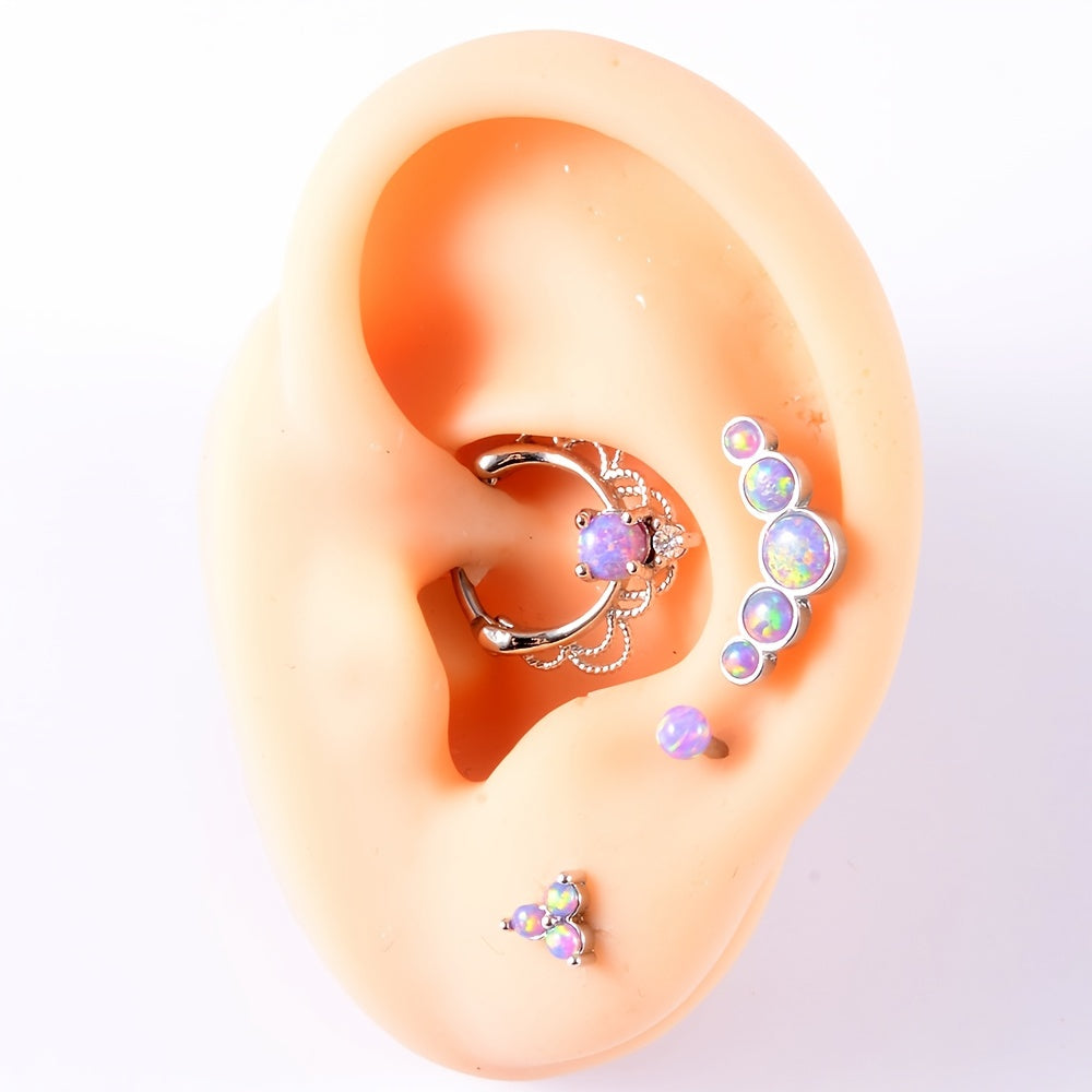 Opal Tragus Nose Ring Surgical Steel Cartilage Piercing