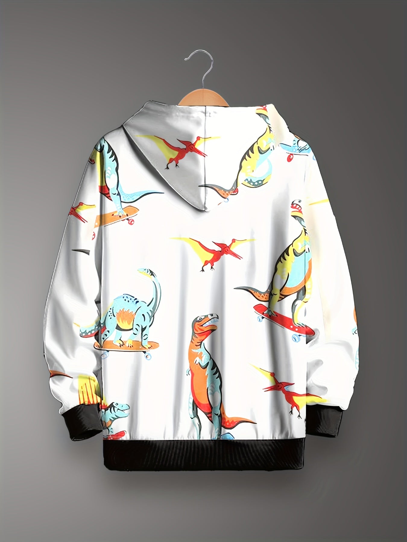 Cartoon Dino Graphic Hoodie Long Sleeve Pullover Spring Fall Sports Outdoor