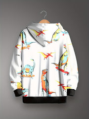 Cartoon Dino Graphic Hoodie Long Sleeve Pullover Spring Fall Sports Outdoor