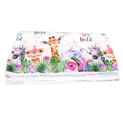 Jungle Safari Animals 2nd Birthday Tablecloth Giraffe Print Tablecover