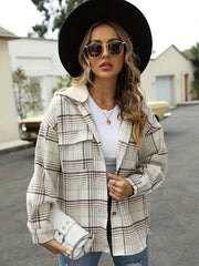 Plaid Hooded Jacket Casual Outwear For Fall & Winter Women's Clothing