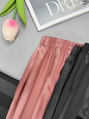 Striped Satin Pajama Set Long Sleeve Top & Pants Women's Sleepwear