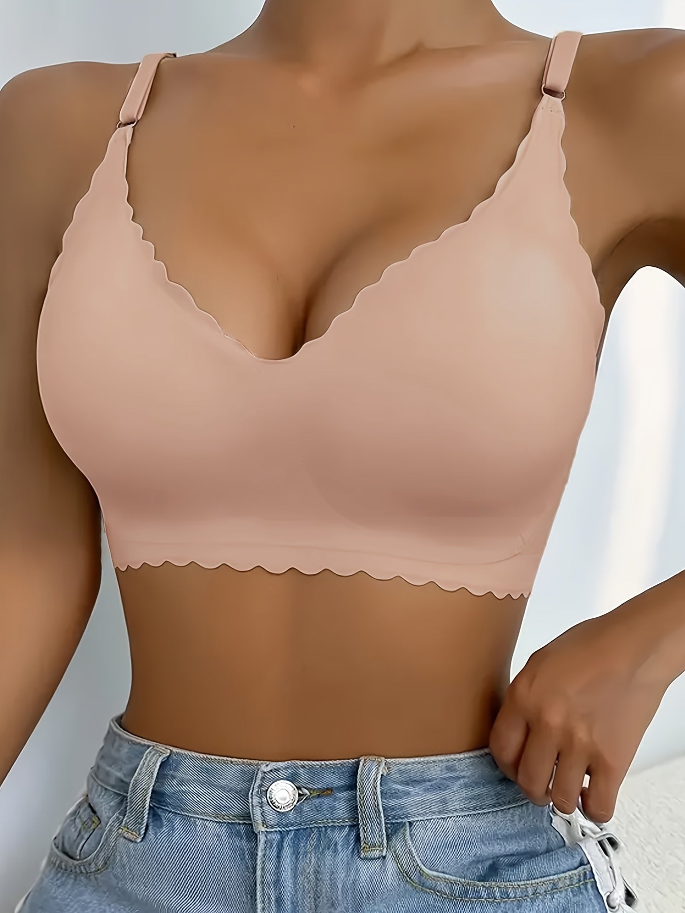 4pcs Wirefree Push Up Sports Bra V neck Workout Running Bra For Women