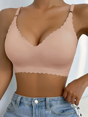 4pcs Wirefree Push Up Sports Bra V neck Workout Running Bra For Women
