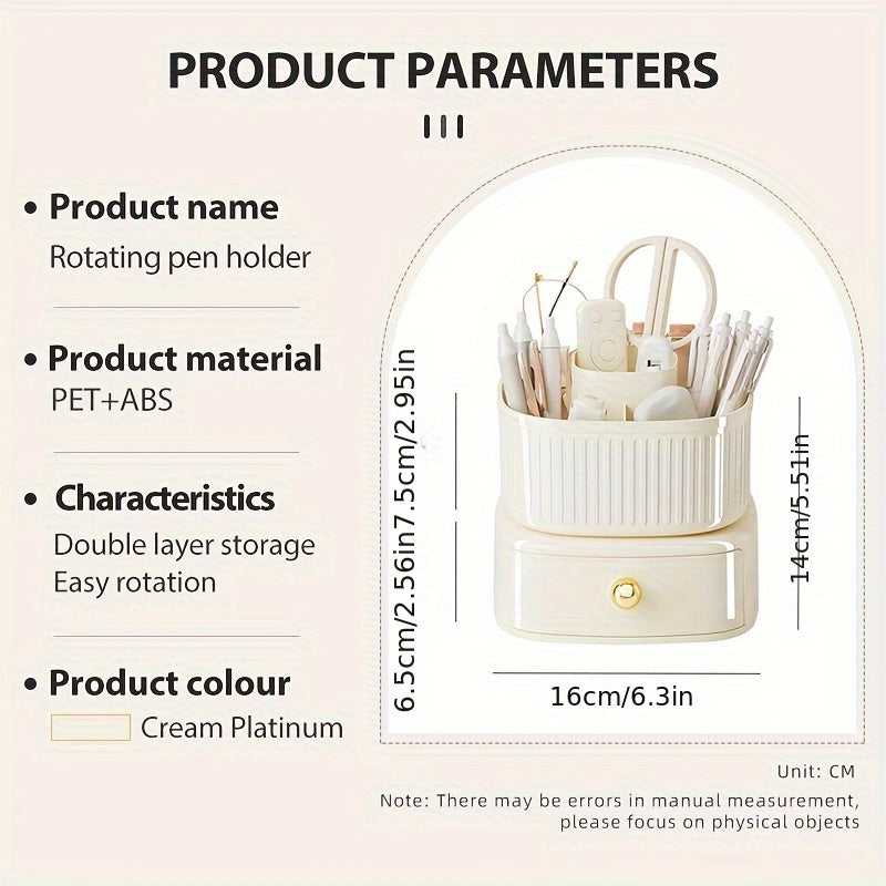 360 Rotating Makeup Organizer Cosmetic Storage Box With Drawer