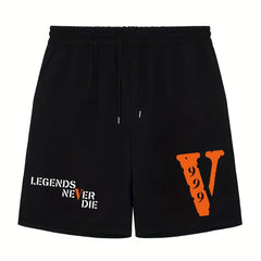 Legends Never Die Men's Casual Solid Elastic Waist Drawstring Short