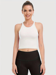 Solid Sleeveless Stretchy Tank Top Workout Gym Cropped Top