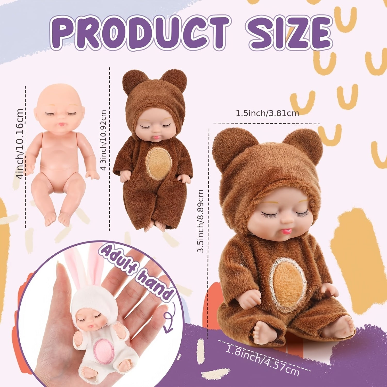 6 Pack Mini Dolls Set with Changeable Outfits Assorted Animal Costumes