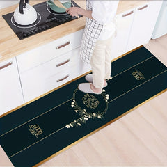 Dark Green Vintage Area Rug Magnolia Pattern Carpet Non Slip Washable