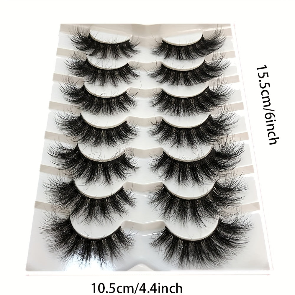 7 Pairs Fluffy False Eyelashes Wispy Faux Mink Long Dramatic Lashes