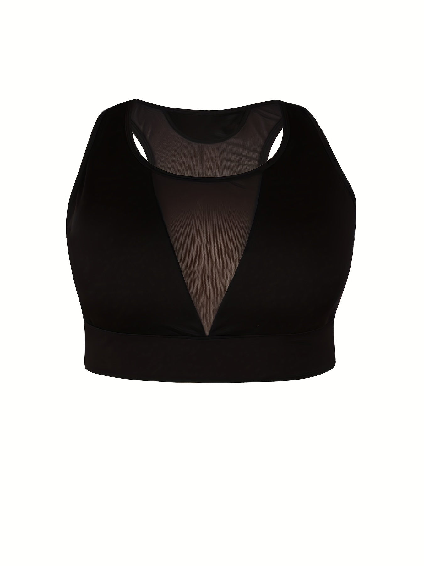 Sports Bra Solid Contrast Mesh High Stretch Tank Top
