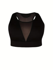 Sports Bra Solid Contrast Mesh High Stretch Tank Top
