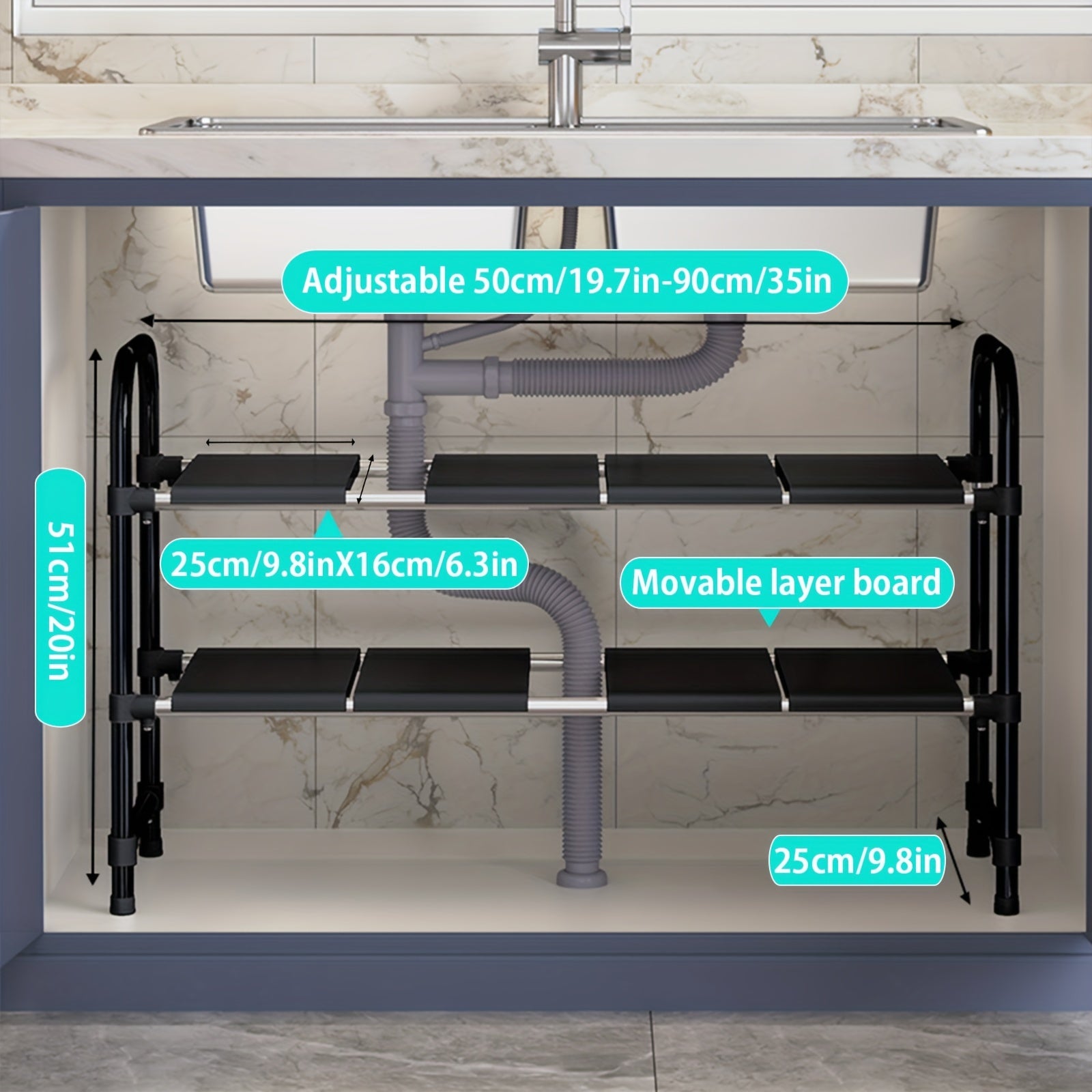 Expandable Under Sink Organizer Bathroom Storage Rack
