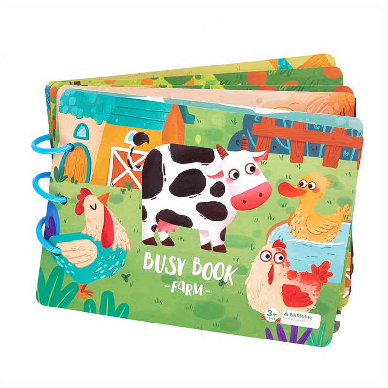 Montessori Busy Book Set: Dinosaur & Farm Learning Toys