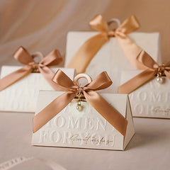 10pcs Champagne Triangle Candy Boxes for Parties