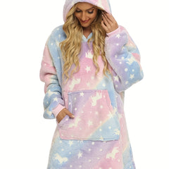 Cozy Star Print Hooded Lounge Top