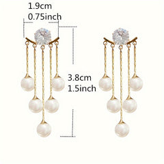 Women Tassel Pearl Earrings Classic Jewelry For Girls