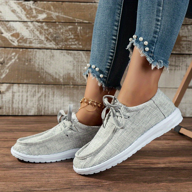 Women's Casual Flat Canvas Lace Up Shoes Lightweight