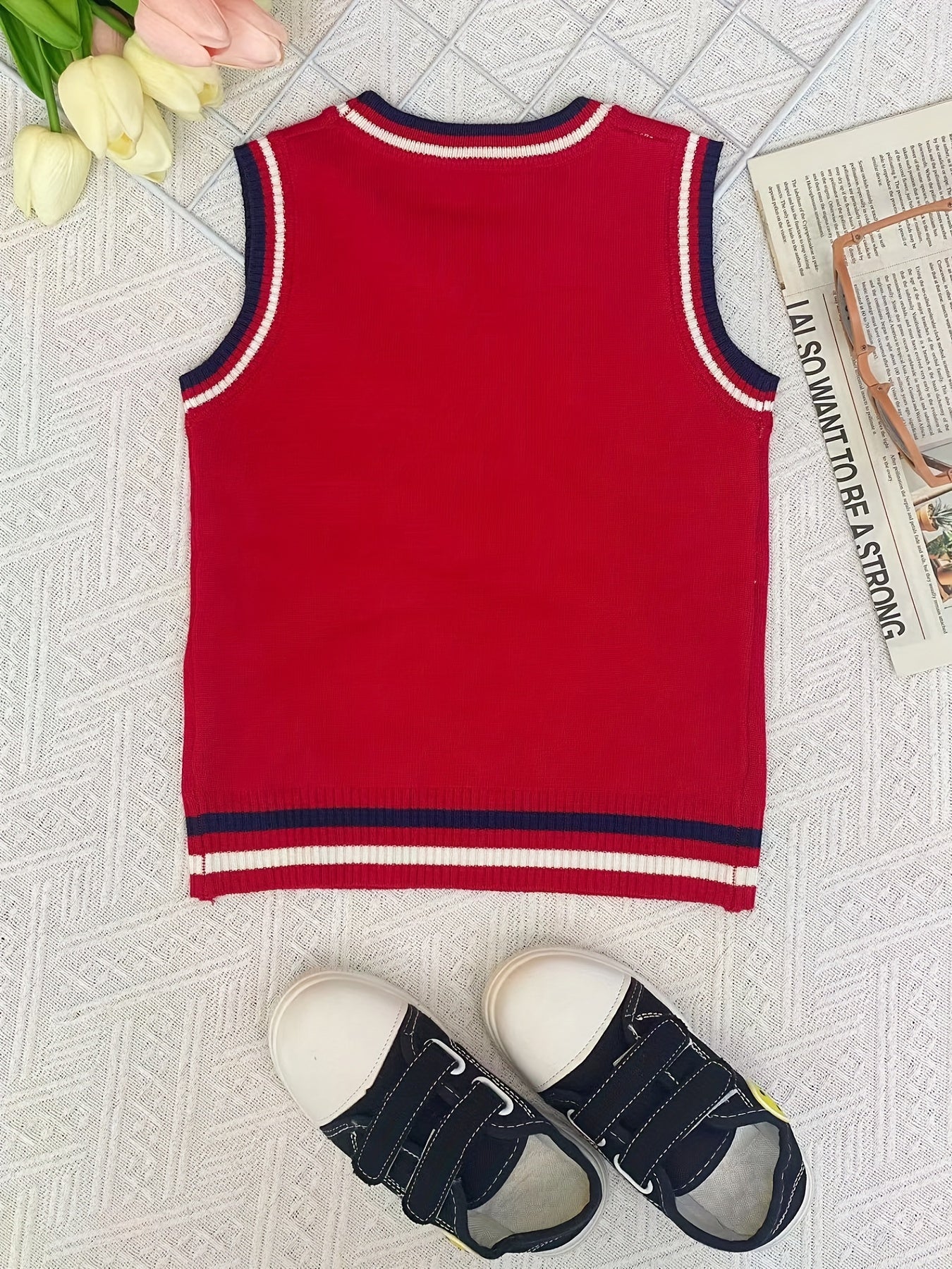 Boys Cartoon Car Graphic Print Sleeveless Sweater Vest