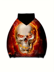 Burning Skull 3D Print Hoodie for Men Graphic Pullover Autumn