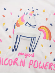 100% Cotton Girls Unicorn Graphic Short Sleeve T-shirt - Summer Gift