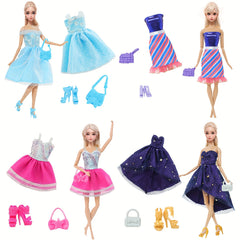 3pcs Doll Clothes Set for 11.5in Doll w/ Short Skirt, Handbag, High Heels