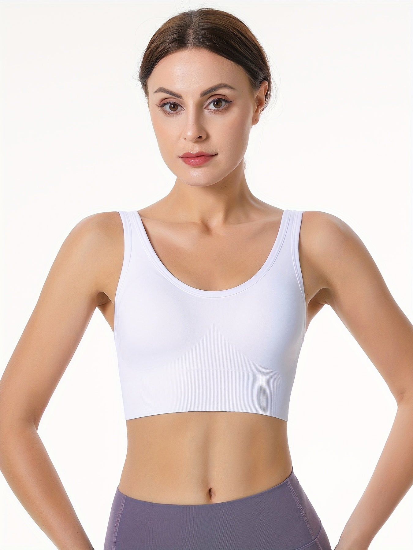 Adjustable Ribbed Sport Bra Comfy & Breathable Women's Underwear