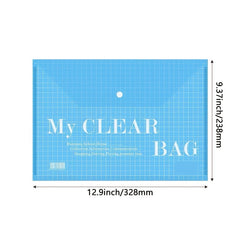 10pcs A4 Transparent Plastic Envelope Document Bag with Snap Buttons