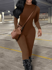 Basic Jumpsuit Women's Plain Long Sleeve Round Neck Jumpsuit