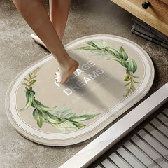 Leaf Pattern Bathroom Floor Mat Non slip Bath Rug Absorbent Carpet